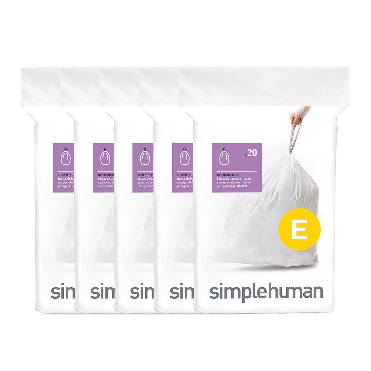 simplehuman Code E 60-Pack 20-Liter Custom Fit Liners in White