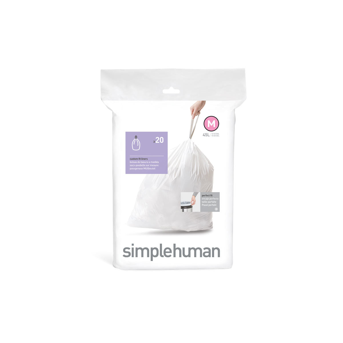 simplehuman Extra Strong Odor-Absorbing Tall Kitchen 13 Gallon Drawstring  Trash Bags, 50% PCR content, 40 Count