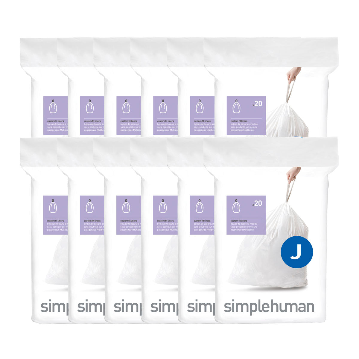 simplehuman Custom Fit Bin Liner Code F, Pack Of 20