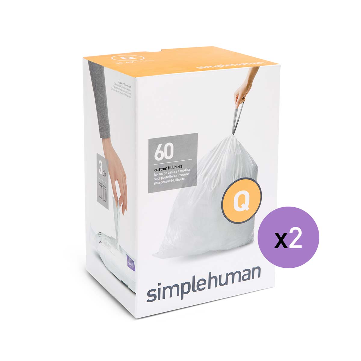 Simplehuman® Code M Custom-Fit Trash Can Liner - 20 pk - White, 45