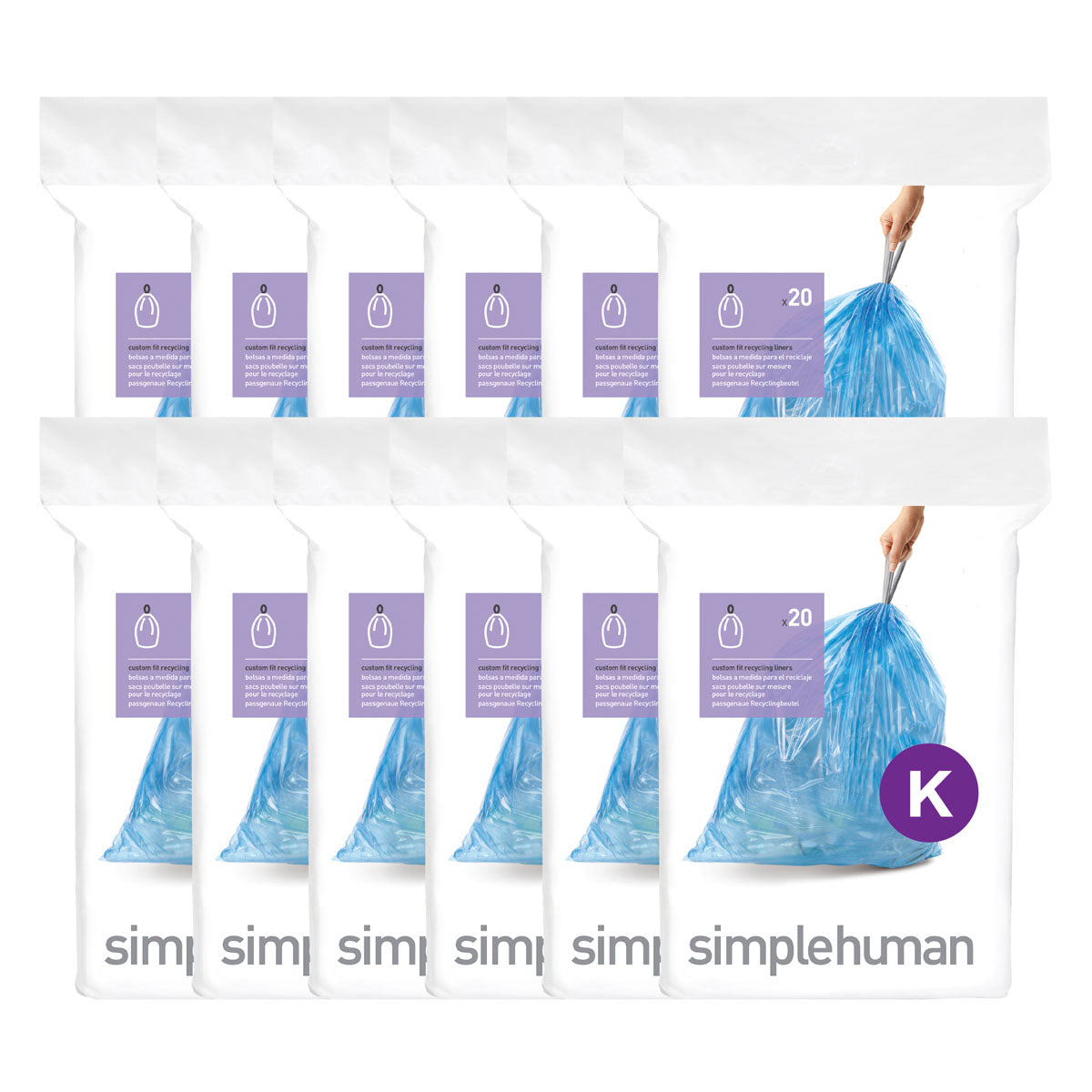 Simplehuman Code K Trash Bags 20 Count Package Custom Fit