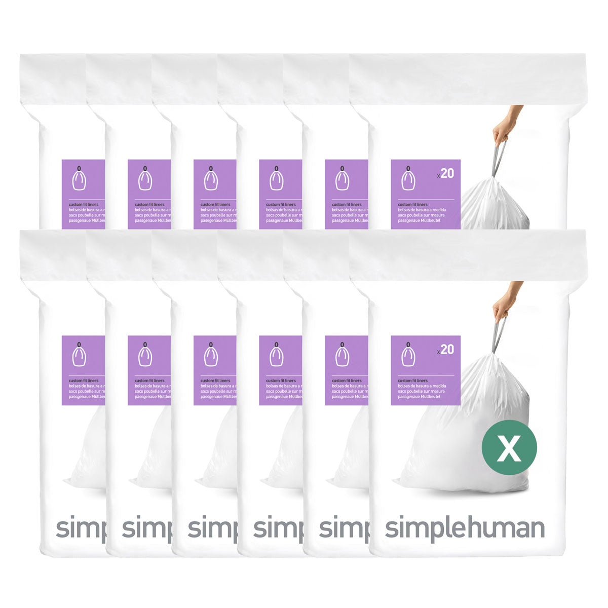 4 PACK simplehuman Code M 45 L Trash Bags 80 Liners Total White Extra  Strong