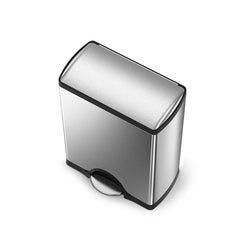 50L rectangular step can - brushed stainless steel - top down image