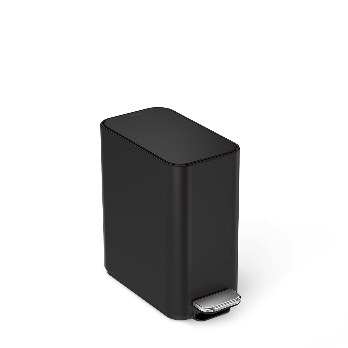simplehuman 5L slim matte black steel step trash can