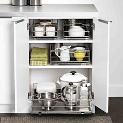 14 inch pull-out cabinet organizer - lifestyle in cabinet