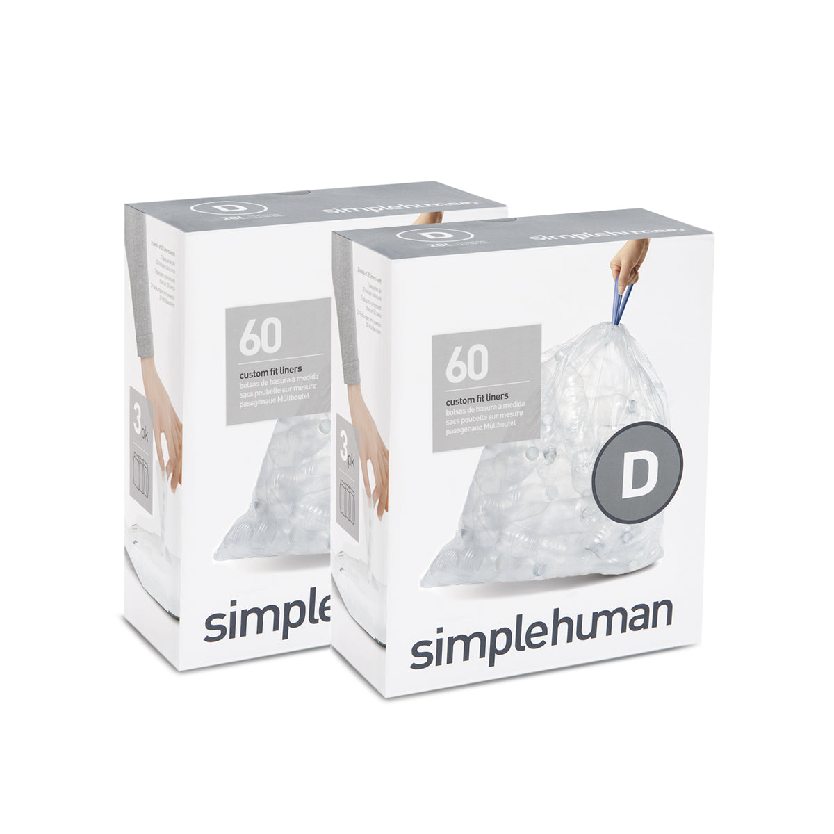 NEW simplehuman Code H Custom Fit Liners, 60 Trash Bags