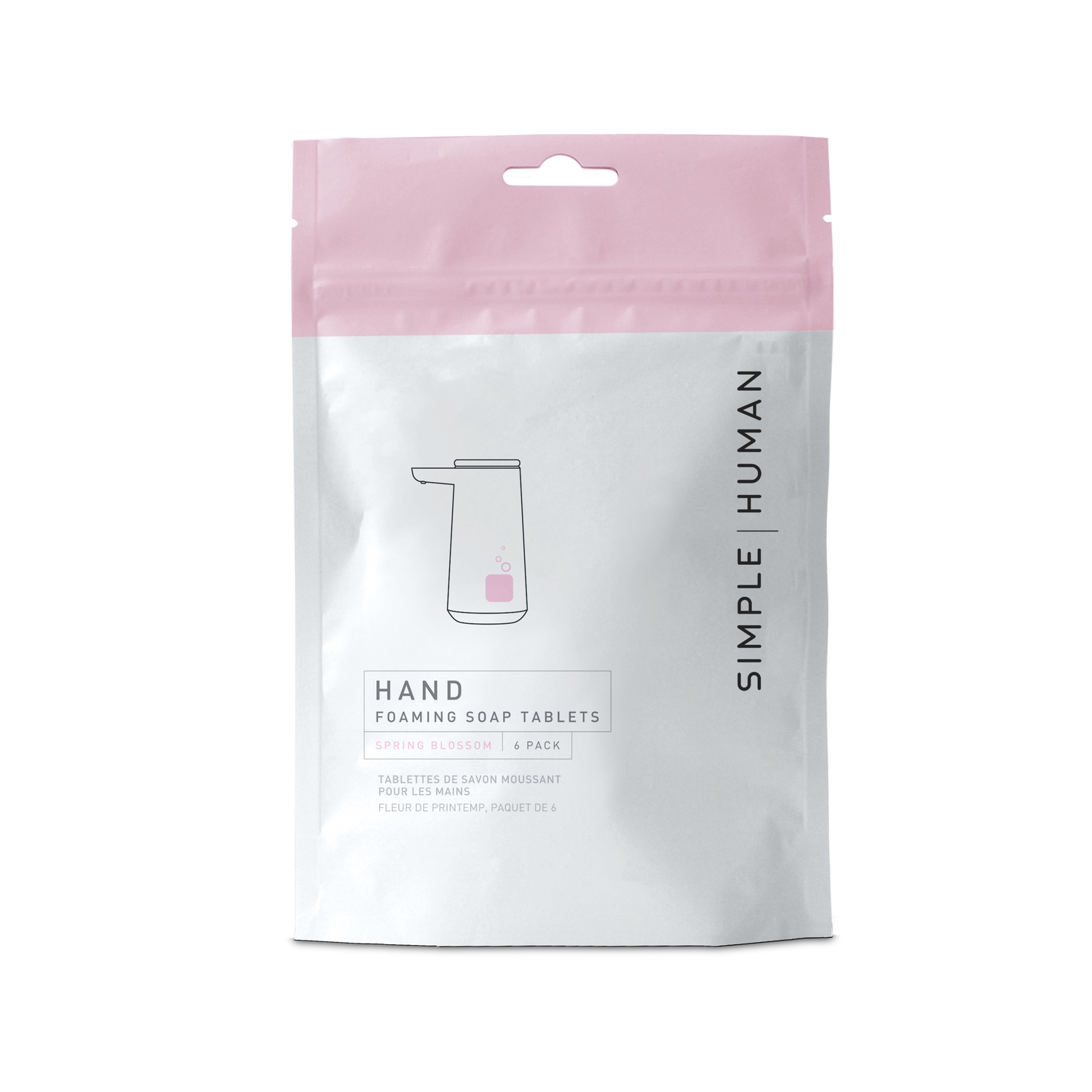 Simplehuman Foaming Hand Soap Tablets, Spring Blossom 6-Pack refill in white and pink sustainable packaging