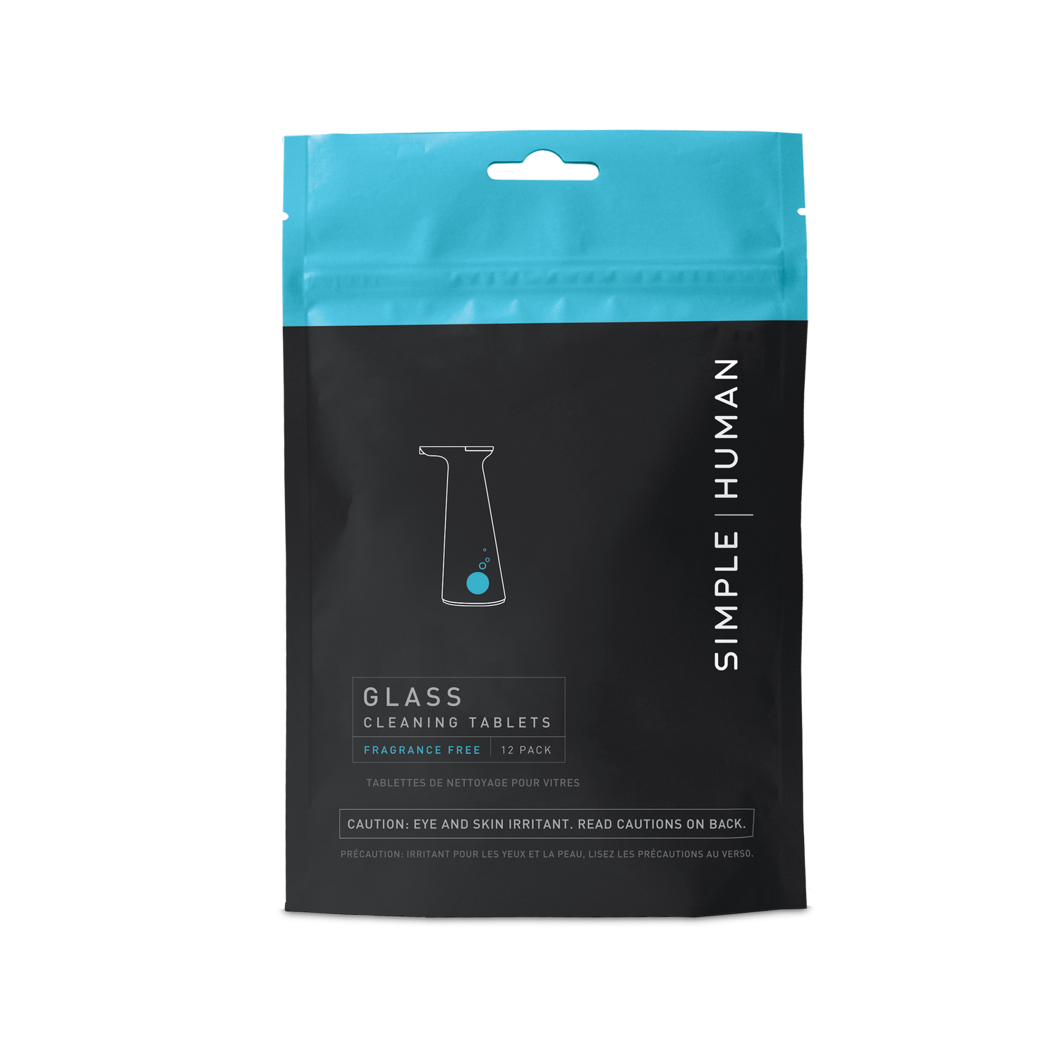 Simplehuman Glass Cleaning Tablets, Fragrance Free 12 Pack, concentrated refills for reusable bottle.
