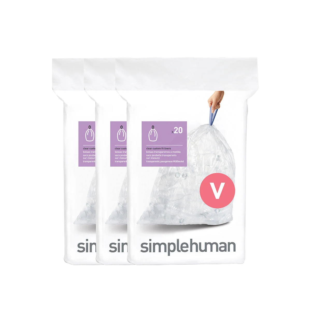simplehuman code V clear recycling custom fit liners