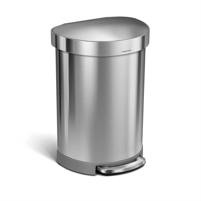 60L Semi-Round Step Can in Brushed