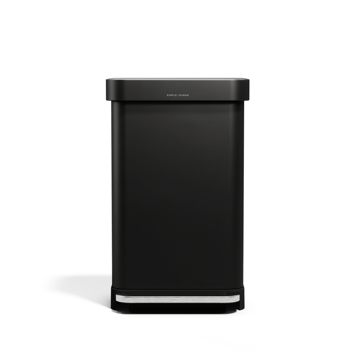 simplehuman 45L rectangular steel step trash can w/ liner pocket, matte black steel