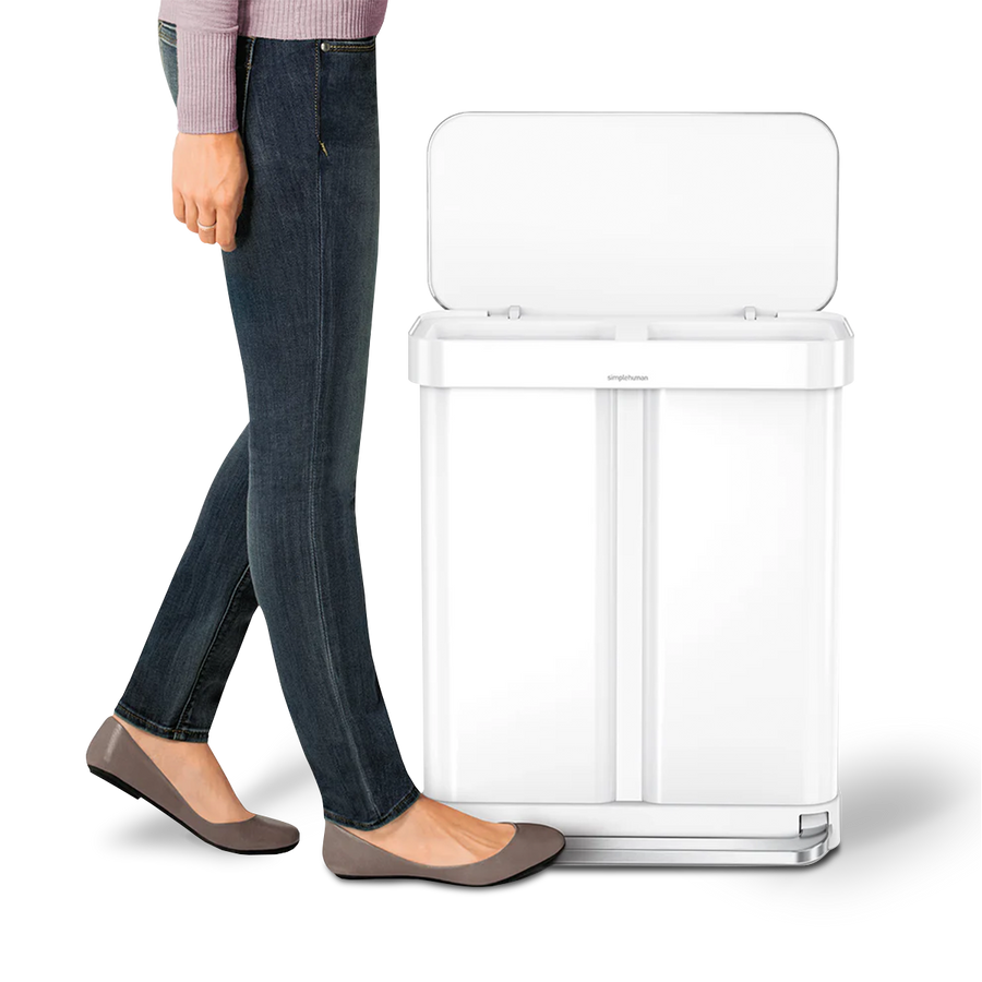 58L Dual Compartment Rectangular Step Can with Liner Pocket