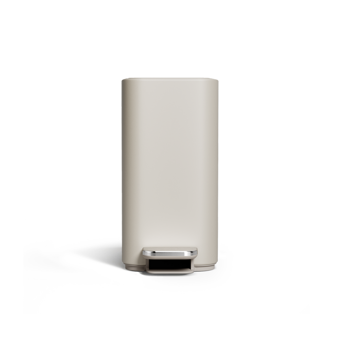 Simplehuman's 5L Slim Step Can in Latte, Front View