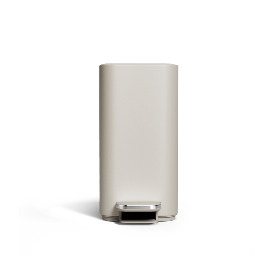 Simplehuman's 5L Slim Step Can in Latte, Front View