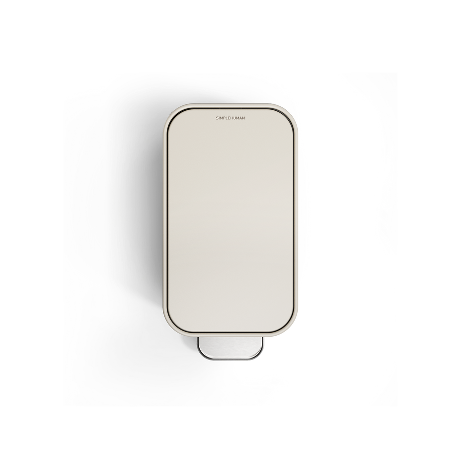 Simplehuman's 5L Slim Step Can in Latte, Top View