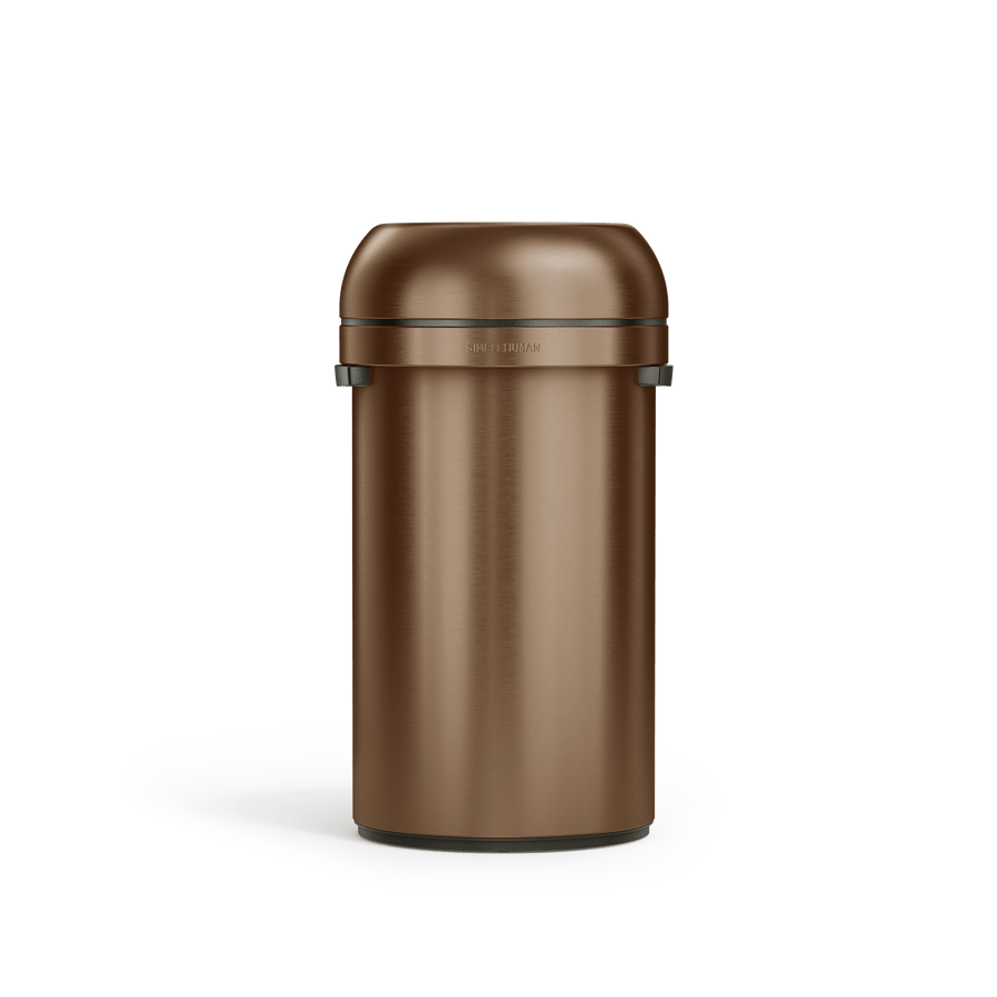 Simplehuman's 60L Bullet Can in Bronze, front view.