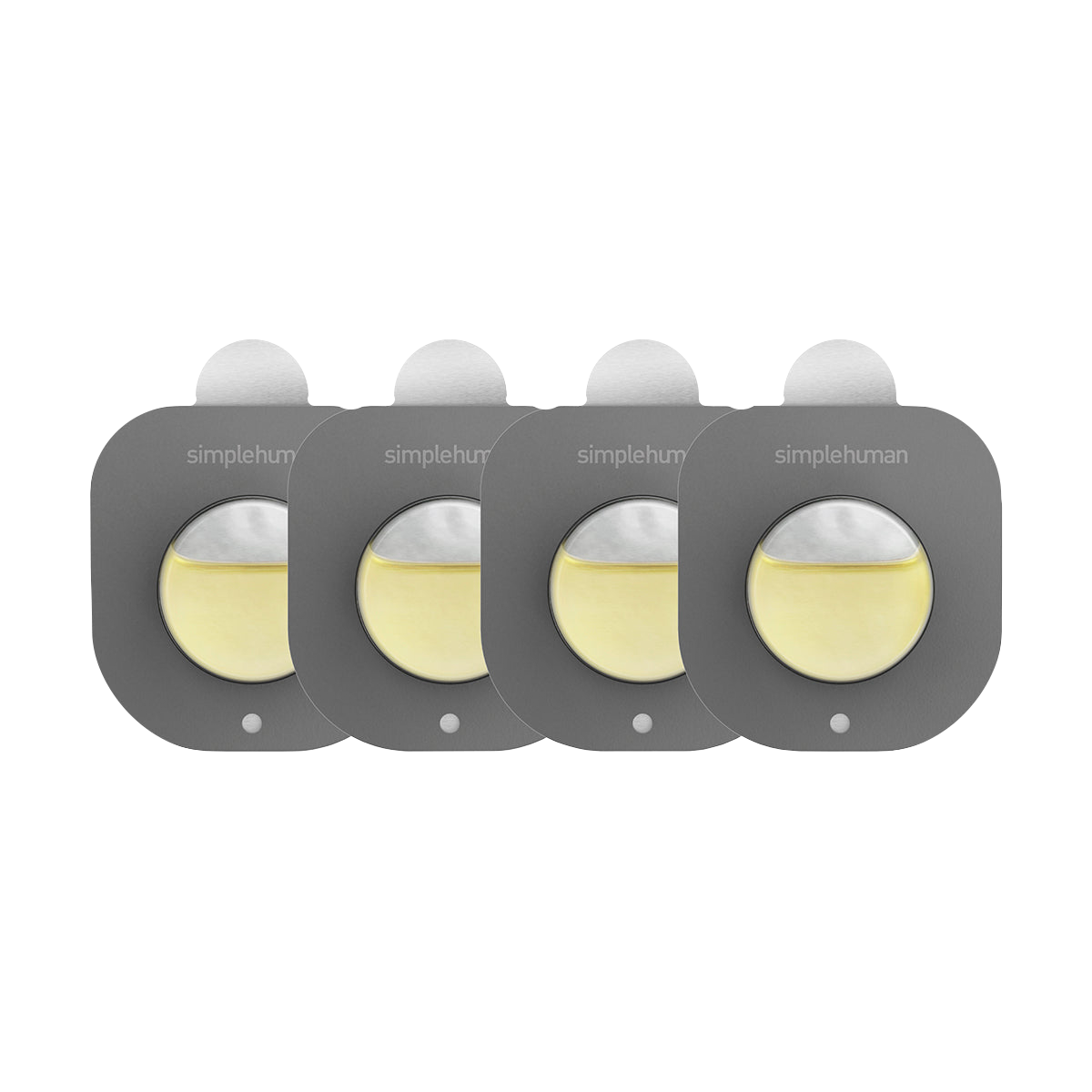 Simplehuman Odorsorb Pod Refill 4-pack, dark gray pods with odor-neutralizing oil.