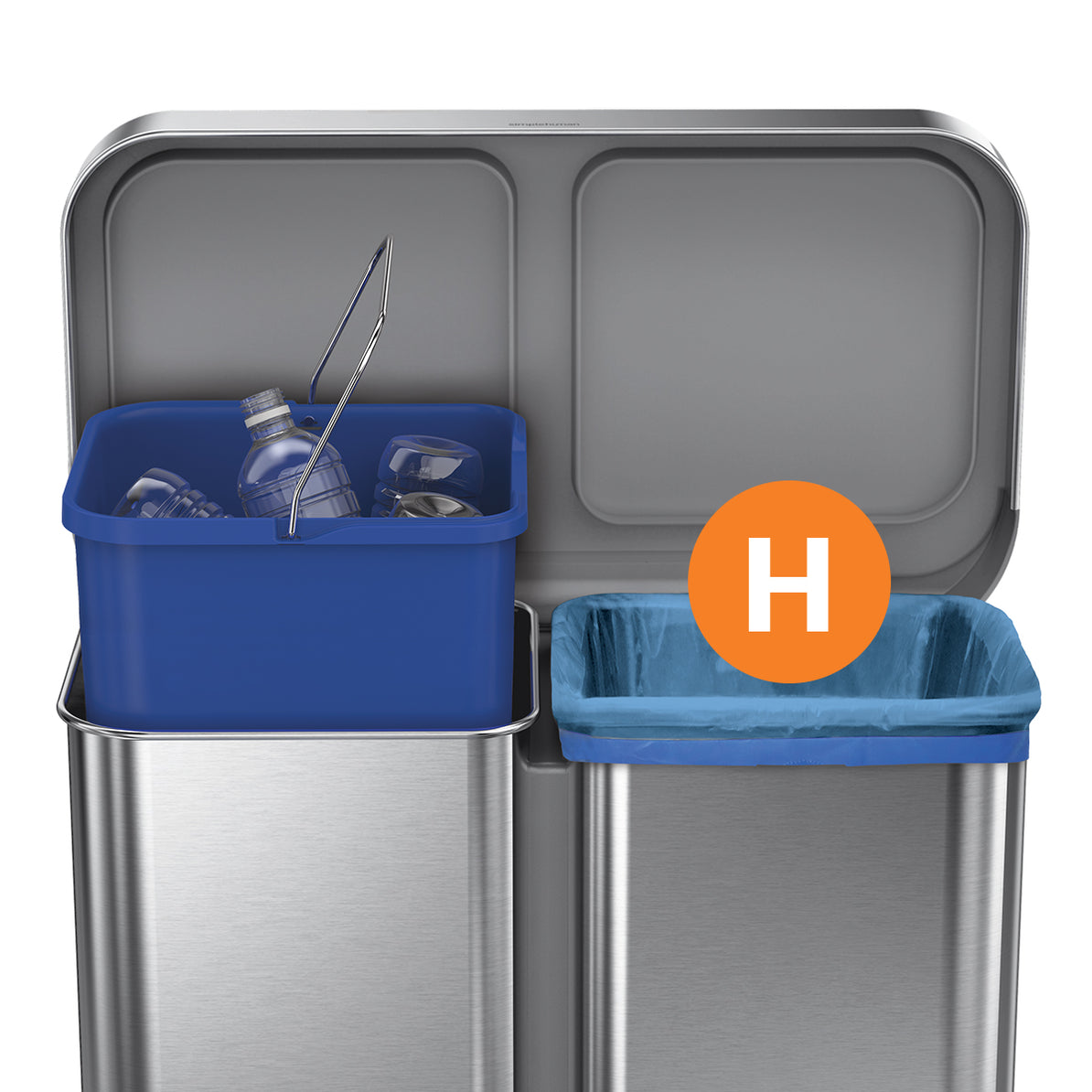 simplehuman code H blue recycling custom fit liners