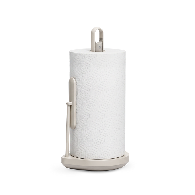 Simplehuman's Paper Towel Holder with Spray with a paper towel roll. 