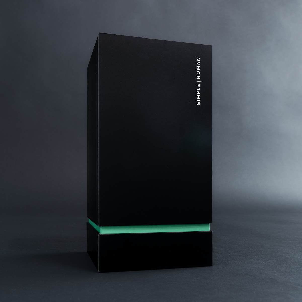 Simplehuman Nosotros Tequila Blanco limited edition matte black presentation box with teal accent.