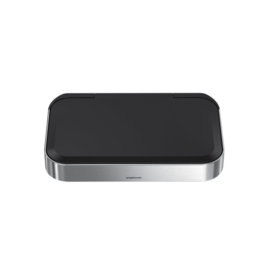 Simplehuman Black Plastic Lid/Trim Ring Assembly with Brushed Stainless Steel accent frame