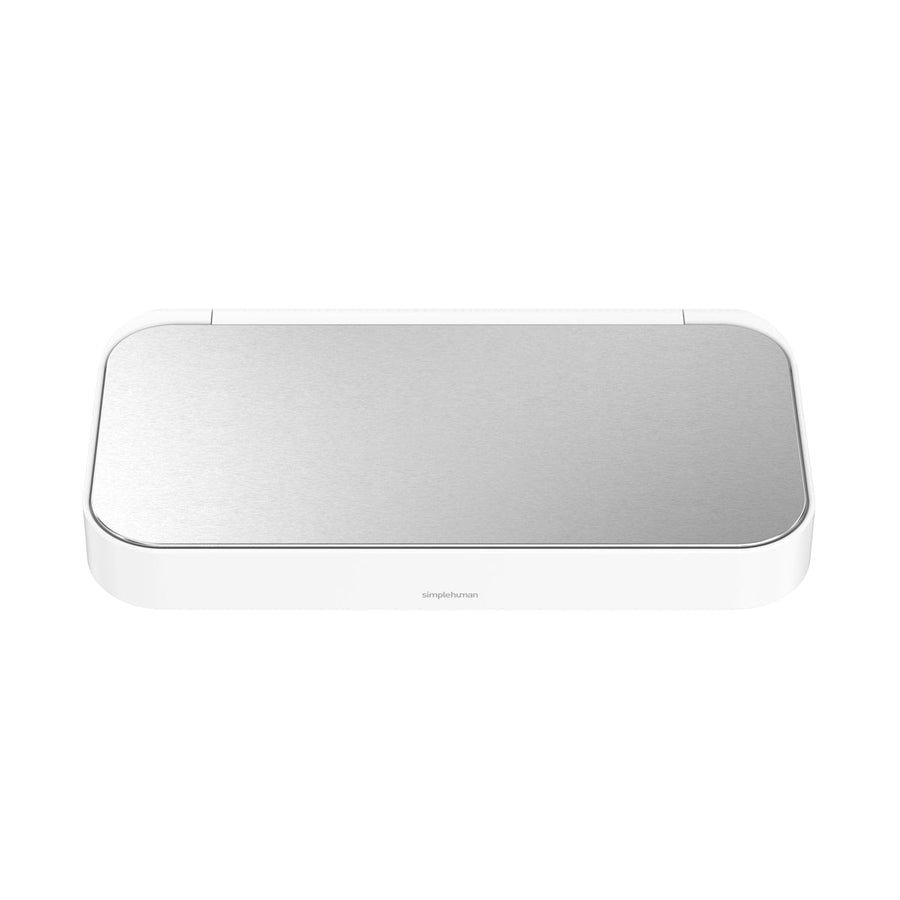 Simplehuman White Steel Liner Rim/Lid Assembly with Brushed Stainless insert for securing liners.