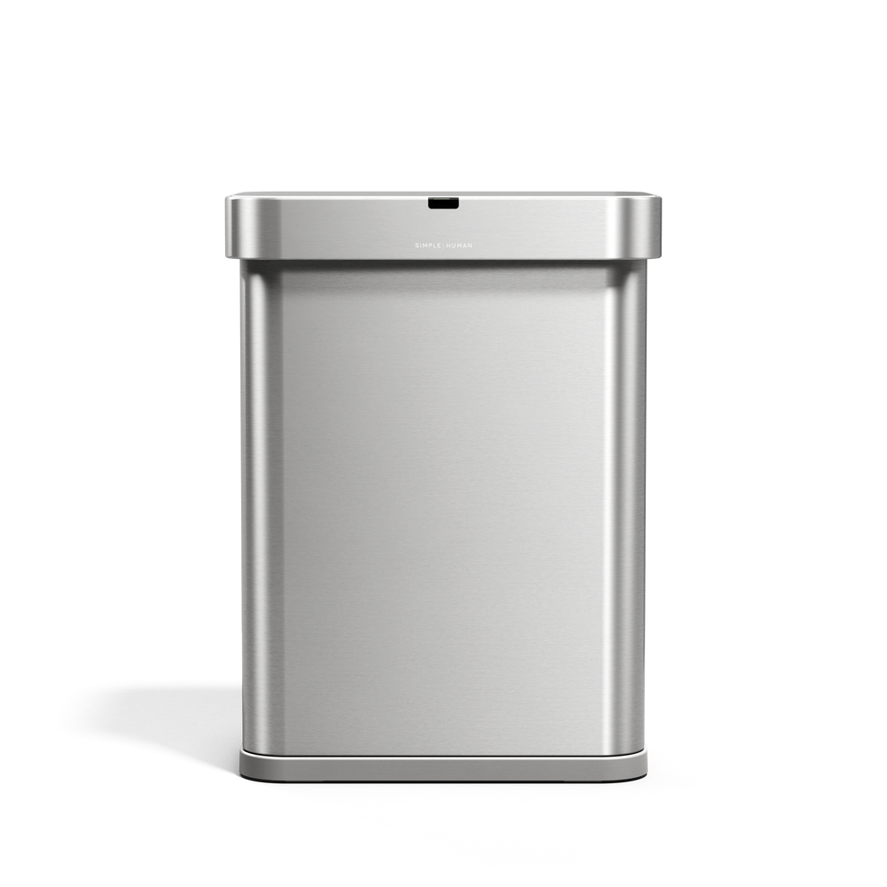 Simplehuman Rectangular Sensor Can in Brushed Stainless Steel, touch-free operation