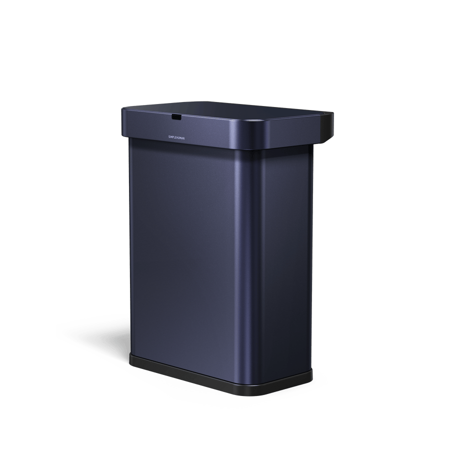 Left angle of Simplehuman's Nebula 58L Sensor Can. 