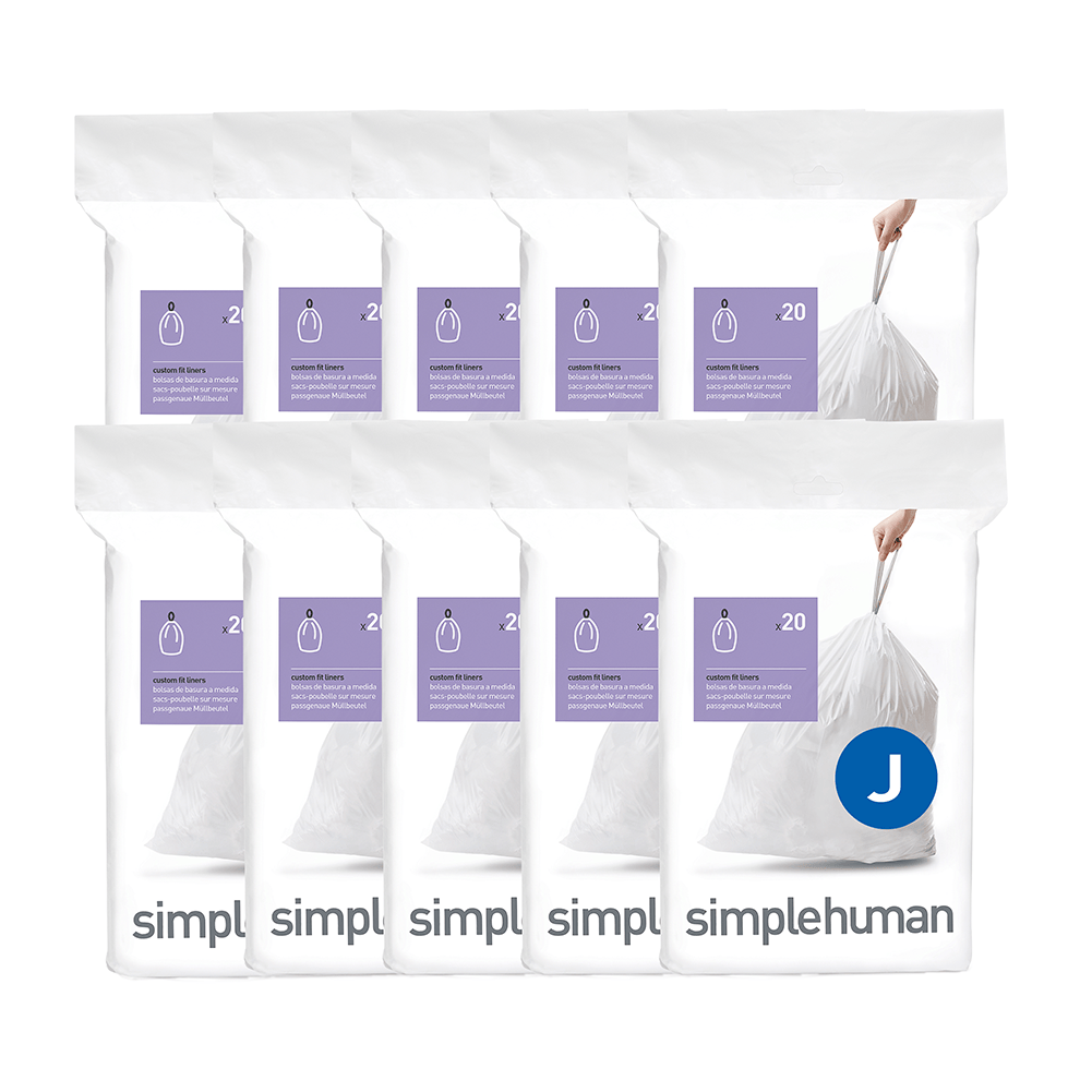 Code J Custom Fit Liners, 200 Pack - Simplehuman