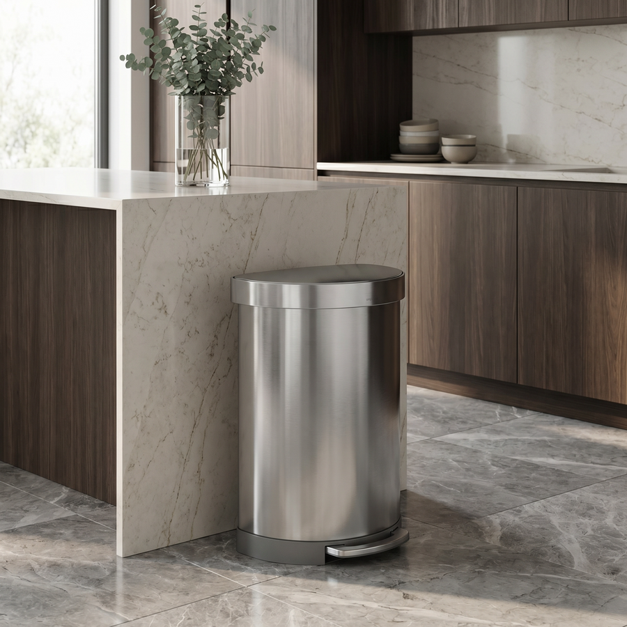60L Semi-Round Step Can with Liner Rim - Simplehuman 60L Semi-Round Step Can with Liner Rim - Simplehuman