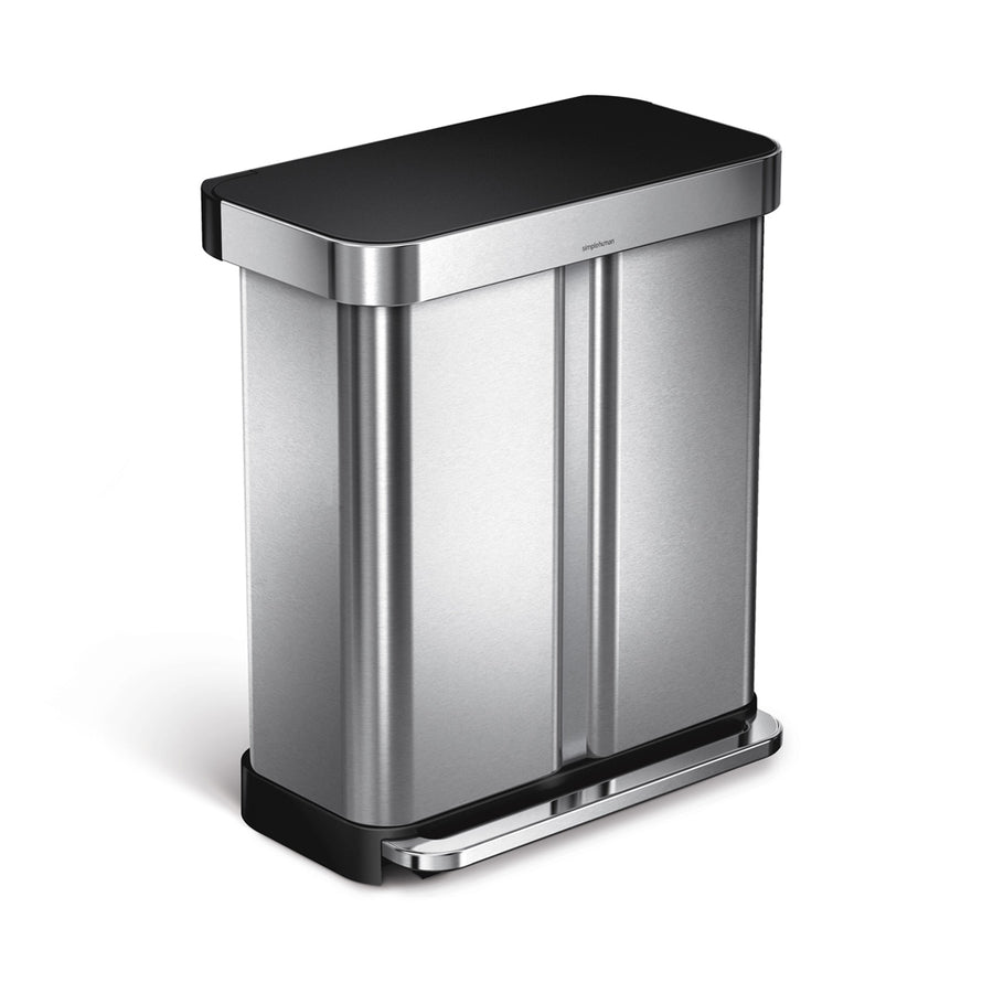 58L Dual Compartment Rectangular Step Can with Plastic Lid [Club Sku]