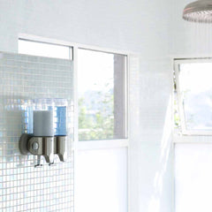twin wall mount pump - lifestyle in shower