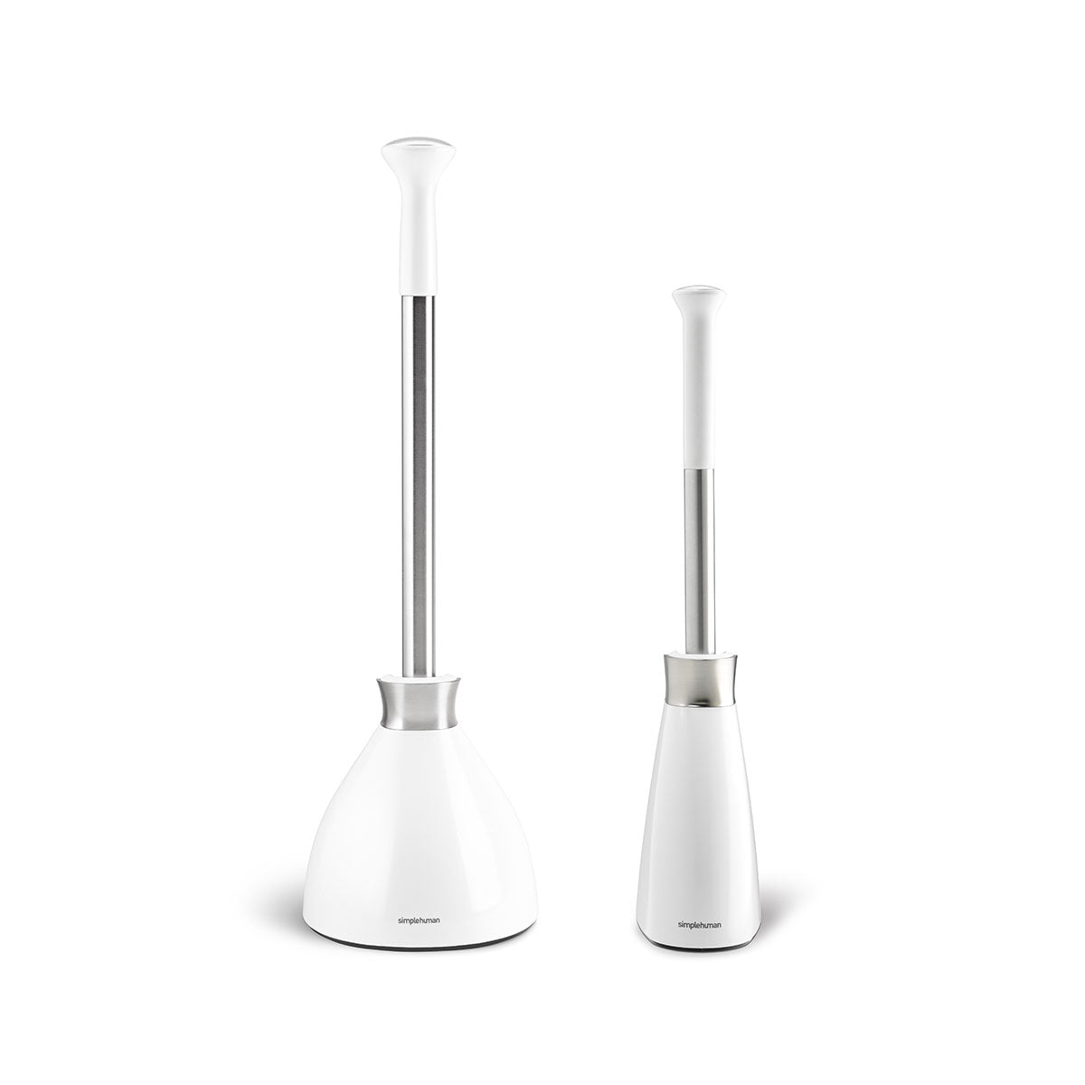 Toilet Brush and Plunger Set with Caddy Stand for Cleaning - white