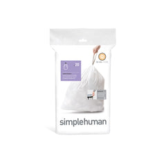 simplehuman Code Q Odorsorb Custom Fit Drawstring Odor Absorbing Trash Bags in Dispenser Packs, 50-65 Liter / 13-17 Gallon, 40 Liners