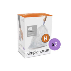  simplehuman CW0286 code H Custom Fit Bin Liner Bulk Pack, Clear  Plastic (3 Pack of 20, Total 60 Liners) : Health & Household