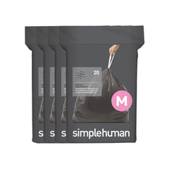 simplehuman Code M Odorsorb Custom Fit Drawstring Odor Absorbing Trash Bags in Dispenser Packs, 40 Count, 45 Liter / 12 Gallon