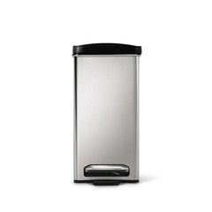 10L profile step can - brushed finish with plastic lid - front view