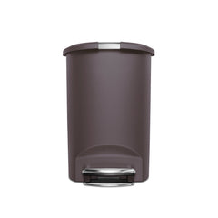 50L semi-round plastic step trash can - mocha - front view image