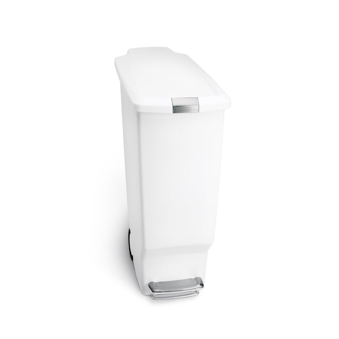 40L slim plastic step can - white - front view main image