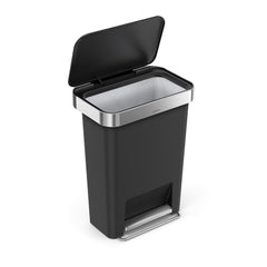 simplehuman 45 Litre Rectangular Step Trash Can Black Plastic