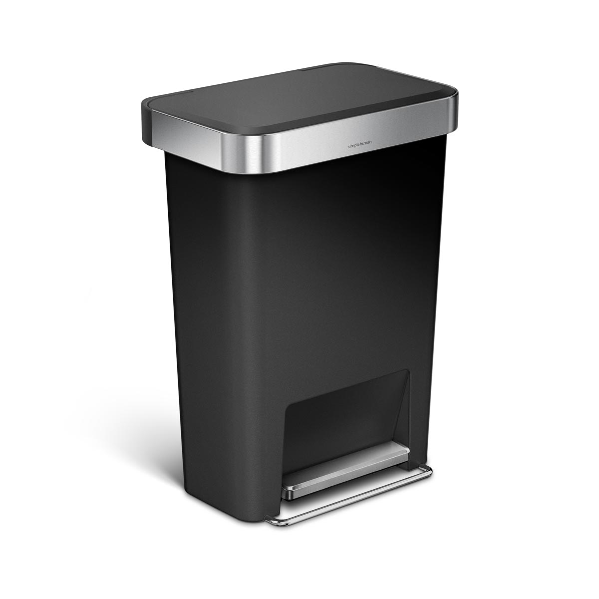 45L plastic rectangular step can with liner pocket - 45L / black
