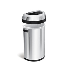 Simplehuman 115 Liter / 30 Gallon Brushed Stainless Steel Trash Can,  Commercial Grade, 60 Liter / 15.9 Gallon Large Semi-Round Open Top Trash Can