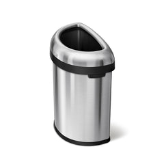 80L semi-round open can - brushed stainless steel - 3/4 view image