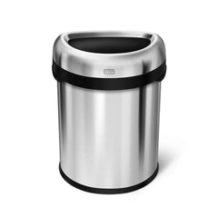 80L semi-round open can - brushed stainless steel - front view image