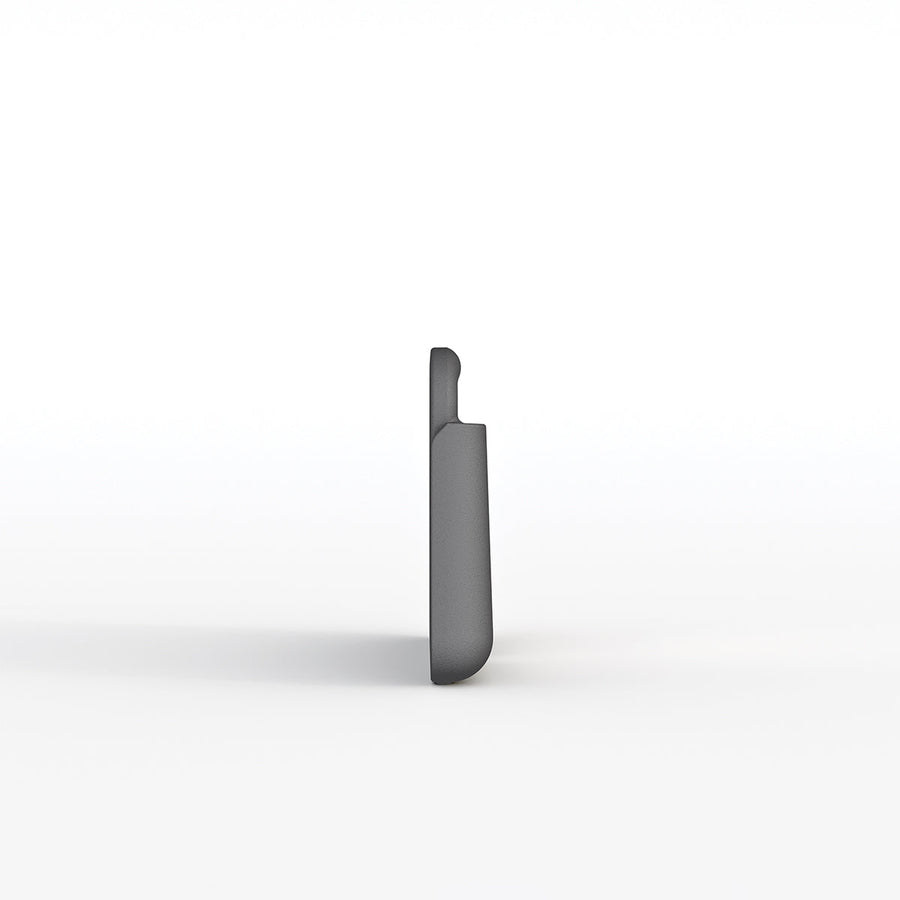 Side view of Simplehuman Compost Caddy Wall Mount in Matte Gray, space-saving design.