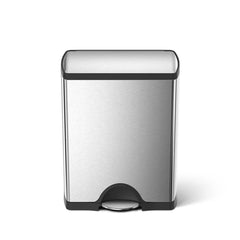 50L rectangular step can - brushed stainless steel - main image