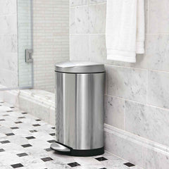 10L semi-round step can - brushed finish - lifestyle can in bathroom
