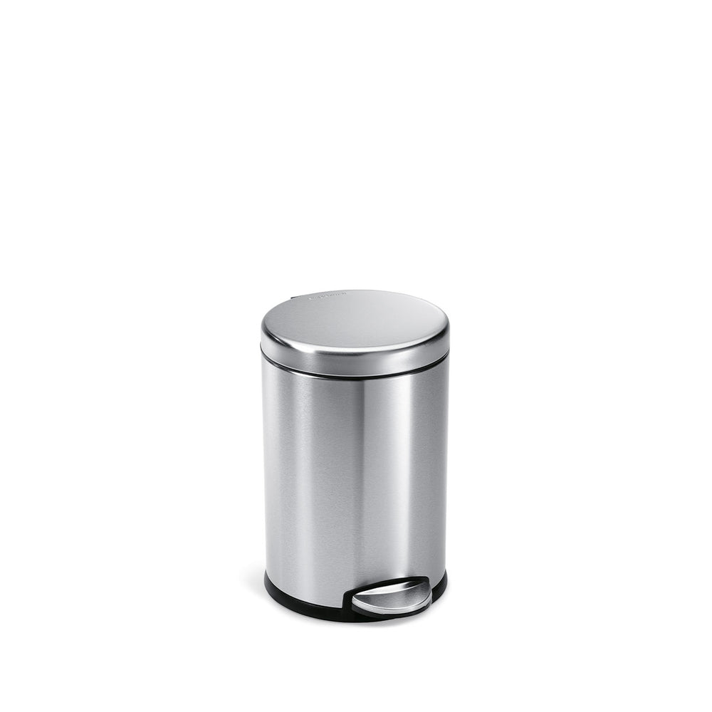 Simplehuman 4.5L Round Step Can in Brushed Stainless Steel, hands-free operation
