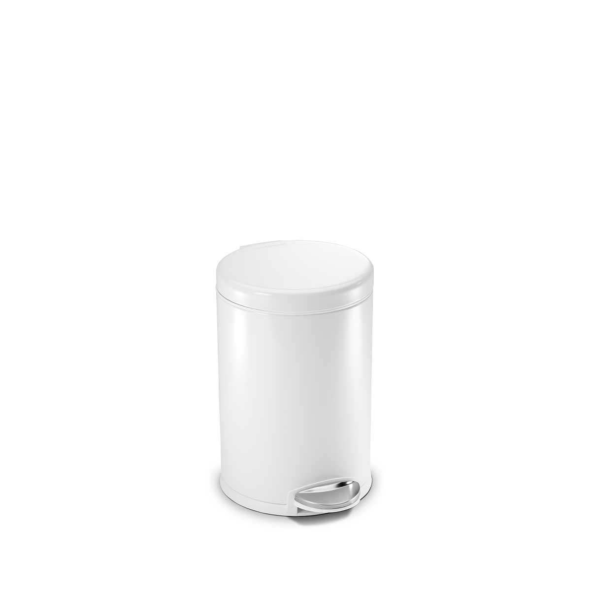 simplehuman 4.5L mini round white steel step trash can