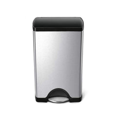 38L rectangular step can with plastic lid - brushed finish - front main image